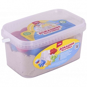 Песочница домашняя - Морской песок 3 кг, с формочками и совочком (Лори, Дп-018)